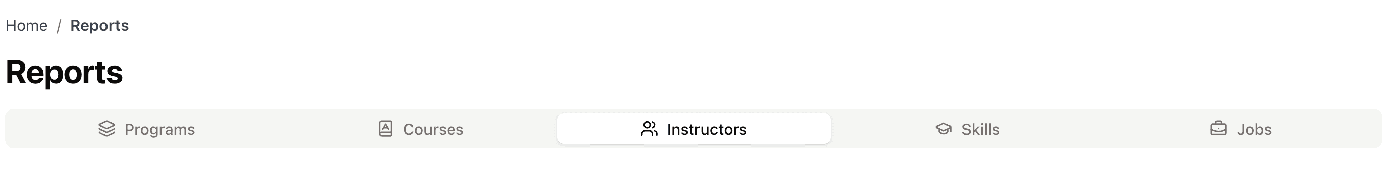 Mapademics Reports dashboard with the Instructors tab selected for faculty-level performance analysis
